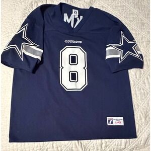 Vintage Dallas Cowboys Troy Aikman Logo 7 Jersey Mens Large Navy Blue NFL 8